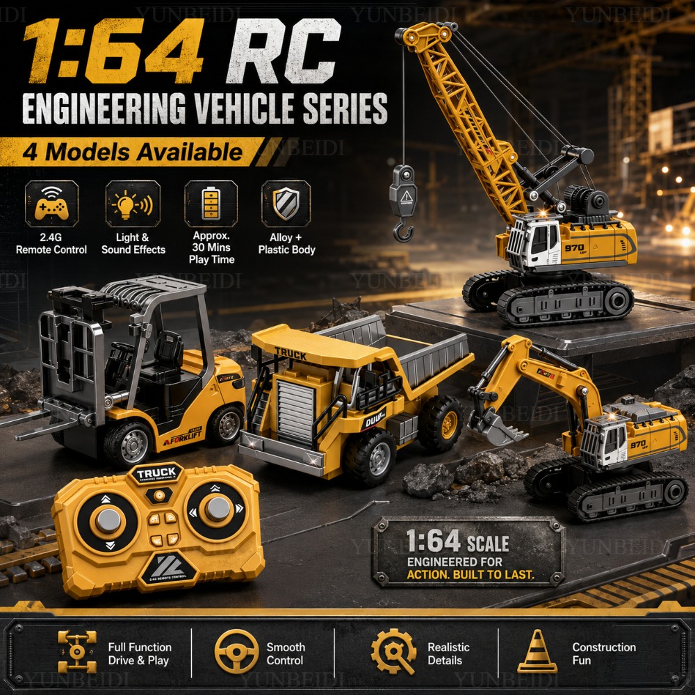 Rc Excavator Hobby - Afstandsbediening Mini Legeringsauto 1:64 Heftruck Kraan
