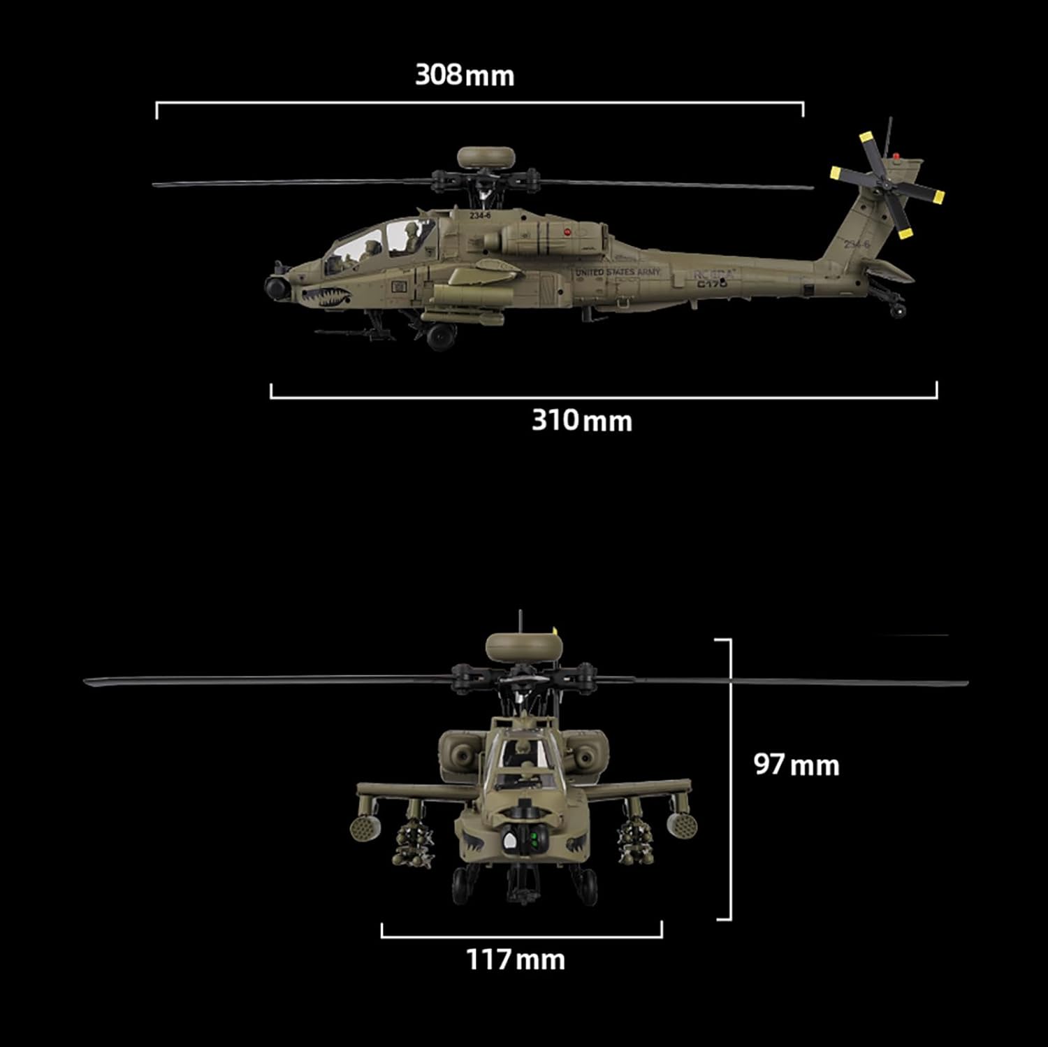 310MM 6CH C170 AH-64D RC Helik - Rc Hobby Grade Helicopter recensie en prijs