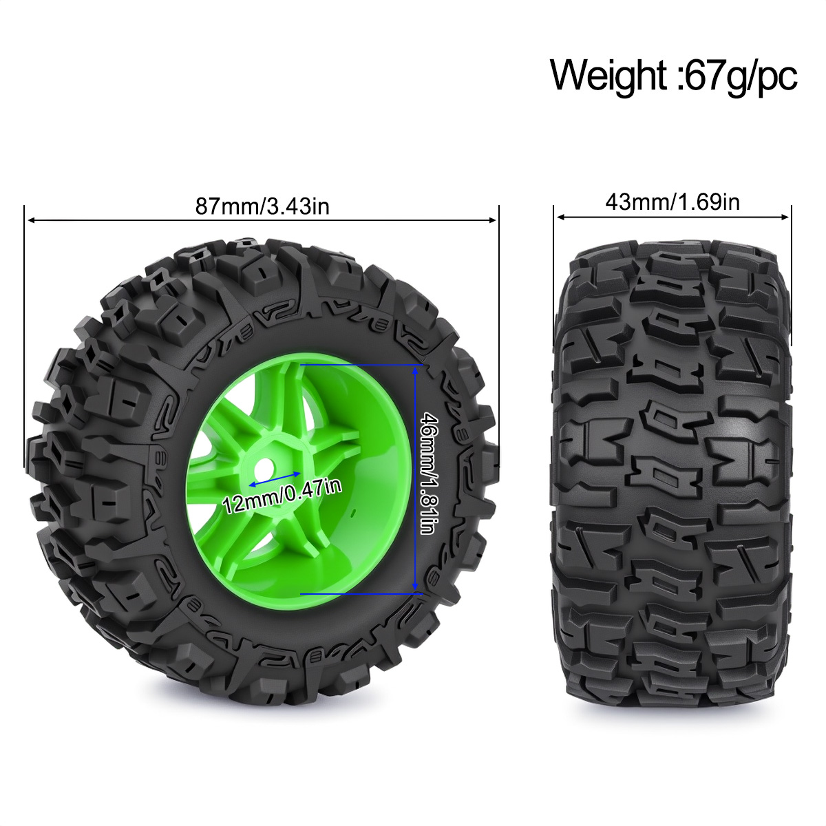 4 stuks 87mm rubberen banden w - Rc Hobby Trucks recensie en prijs