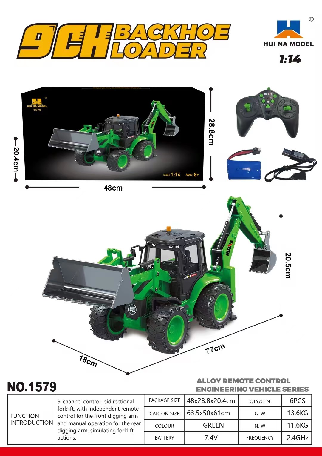 US Sale HUINA 1/14 1579 Afstan - Rc Excavator Hobby recensie en prijs